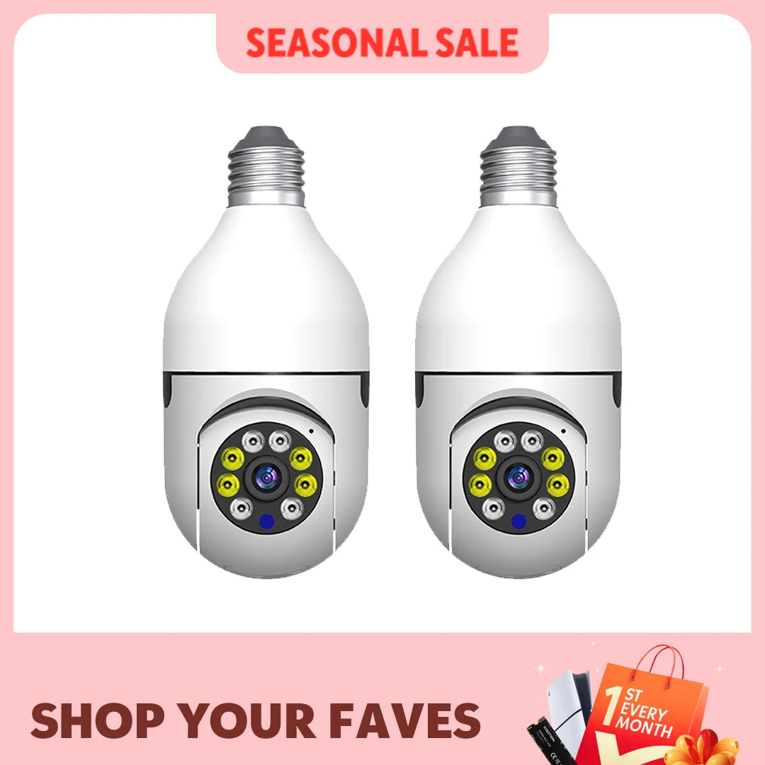 Light Bulb Security Cameras Outdoor Wireless WiFi Camera 2pcs