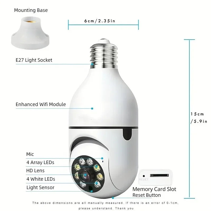 Light Bulb Security Cameras Outdoor Wireless WiFi Camera 2pcs